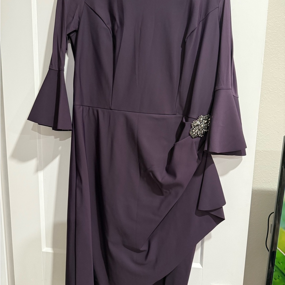 Alex Evenings Asymmetrical Purple Dress with Embellishment